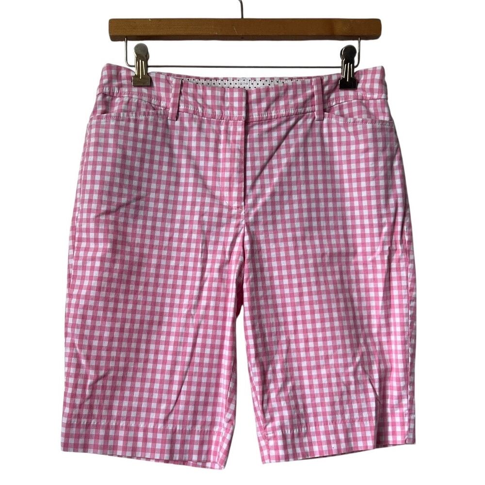 Talbots The Perfect Bermuda Short In Pink & White Gingham Size 2 - Picture 1 of 8